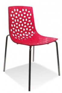 Židle chromovaná VACA Z608 - Červená - 3 ks skladem